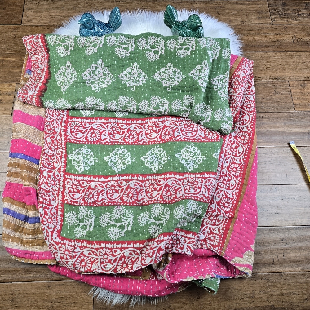 Kantha Quilted Blanket 55×85 - Picture 7 of 16